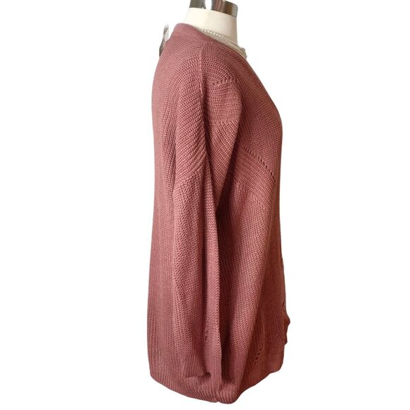Maurices Womens Cardigan Sweater XXL Dusty Rose Open Knit Button-Up Chic NEW - Picture 5 of 7